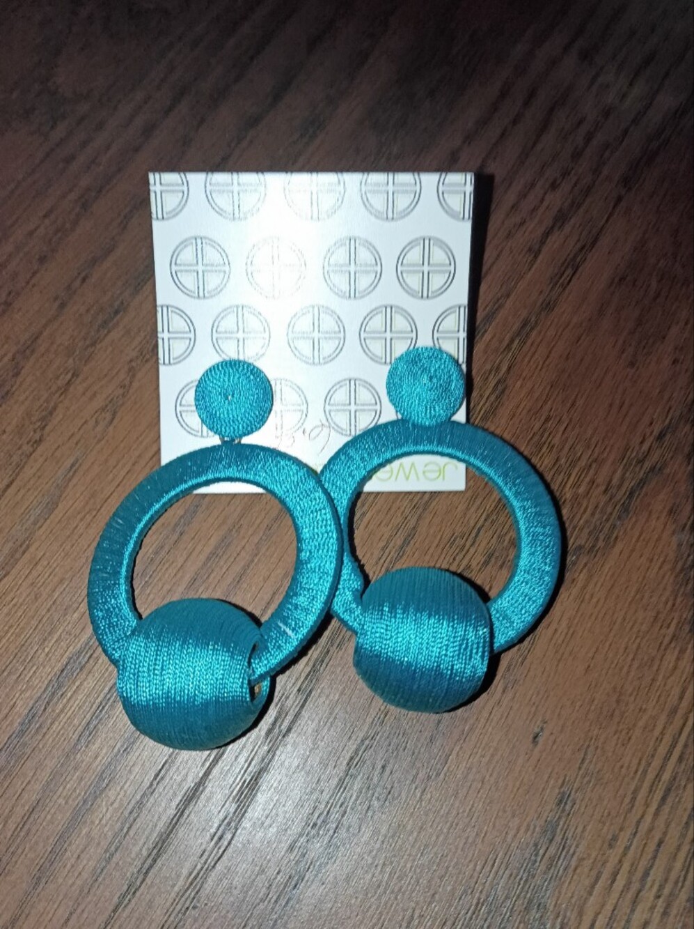Teal Satin Double Hoop Statement Earrings